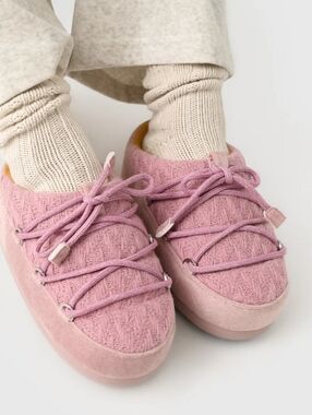 Moon Boot X Guest In Residence EVX Knit Mule Moon Boot Pink Wool Mule Slides